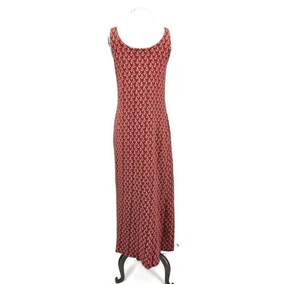 Vintage Fritzi of California Tank Maxi Dress Womens L? Red Anchors Slit - Picture 3 of 6